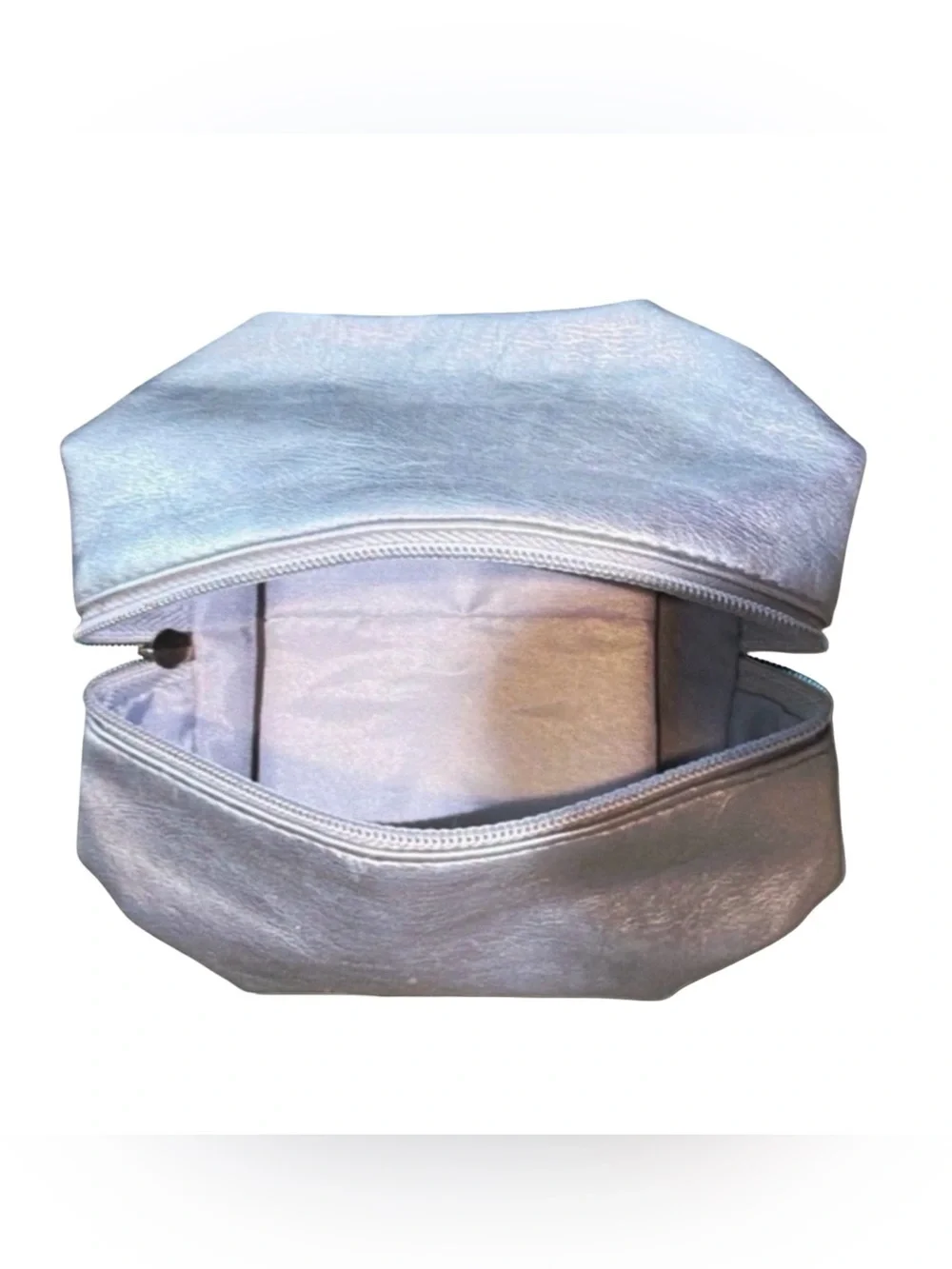 La Prairie Silver Metallic Cosmetic Bag | Luxury | Makeup Pouch | Travel Case